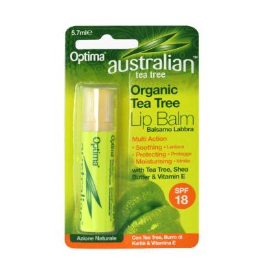 Optima Australian Tea Tree Balsamo Labbra Lip Balm Stick,Lenisce Idrata e Protegge, 5.7ML