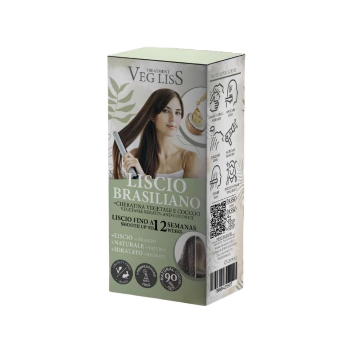 VegLiss New Treatment Liscio Brasiliano Cheratina Vegetale Cocco fino a 12 settimane