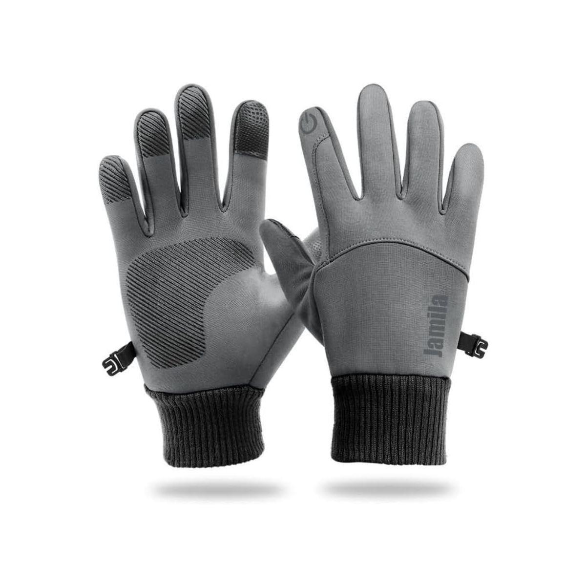 Jamila Guanti Idrorepellenti Touch Screen Sportivi Termici Antiscivolo Grigio - Mis. S