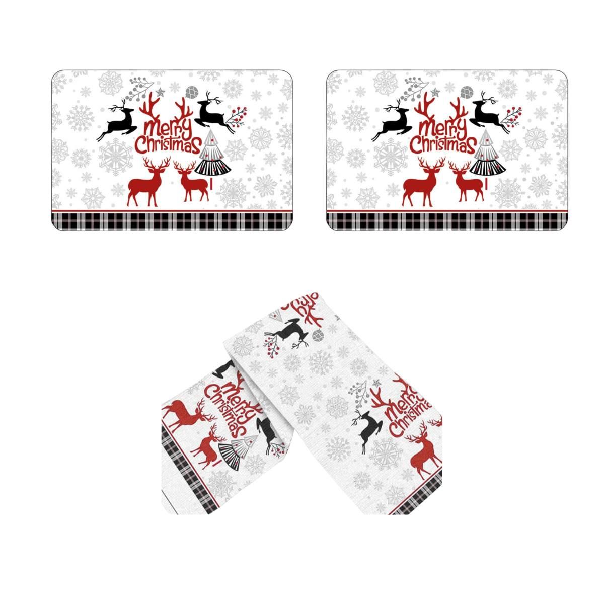 Casa e Benessere Kit 3 pz Colazione a tema natalizio (Asciugamano 1pz + Tovaglietta americana 2pz)